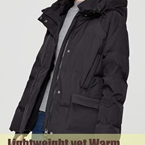 YISEVEN Women’s Lightweight Waterproof Detachable Thickened Oversize Down Jacket Hooded