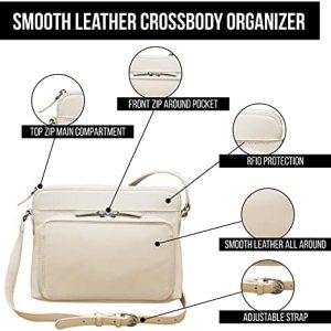 ili New York – Leather Shoulder Handbag w/Side Organizer – Soft, Smooth Leather Handbag w/RFID Blocking Lining