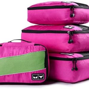 MMLLZEL 4 Piece Set High-Grade Suitcase Organizer Travel Packing Cube Nylon Breathable Men Women Luggage Organizer Cube Set (Color : D)