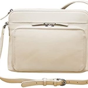 ili New York – Leather Shoulder Handbag w/Side Organizer – Soft, Smooth Leather Handbag w/RFID Blocking Lining
